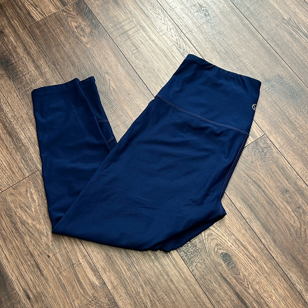 Vogo Athletica Navy Blue High Waist Leggings with Mesh Panels